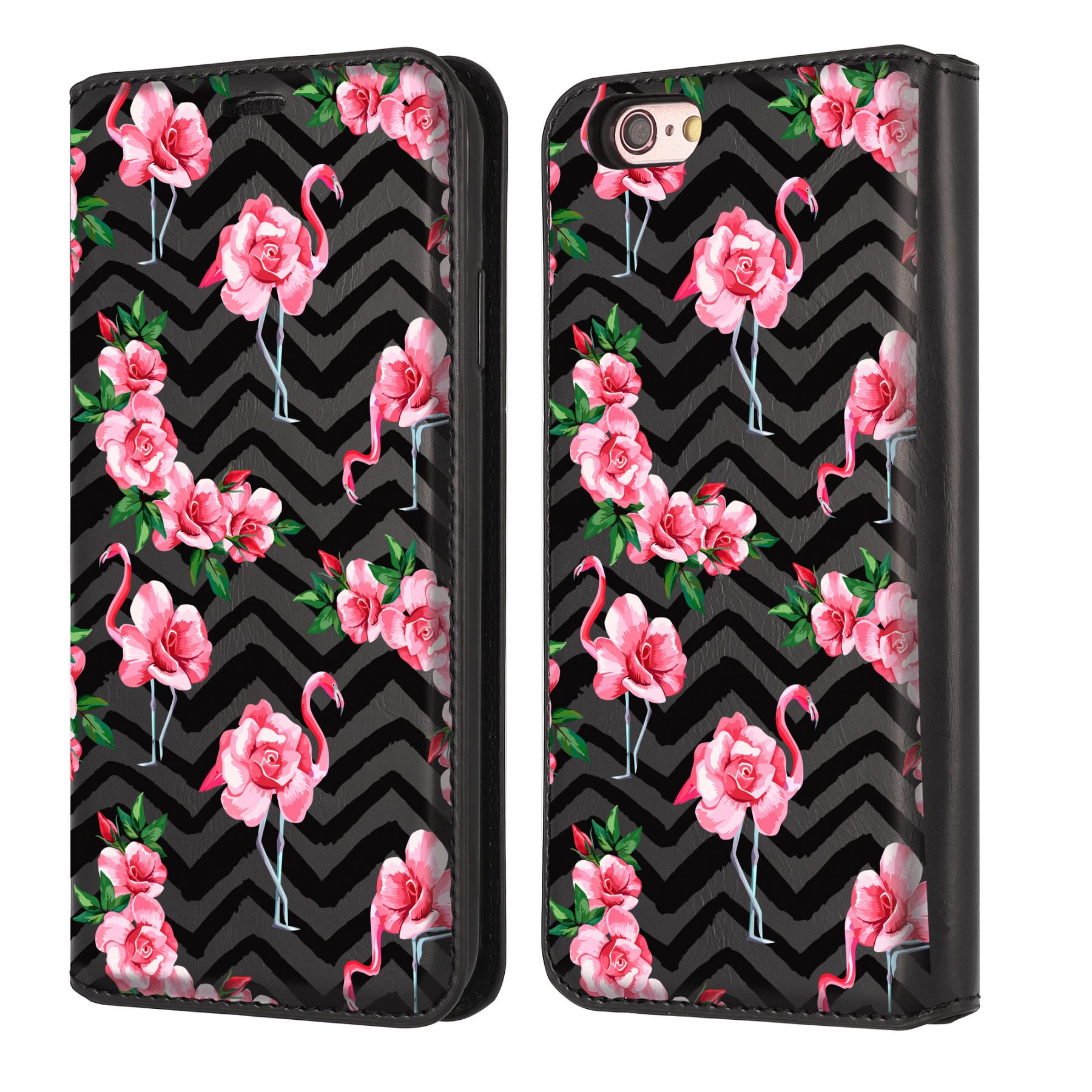 Etui à clapet flamants traits noirs pour Apple Iphone 6 Iphone 6S