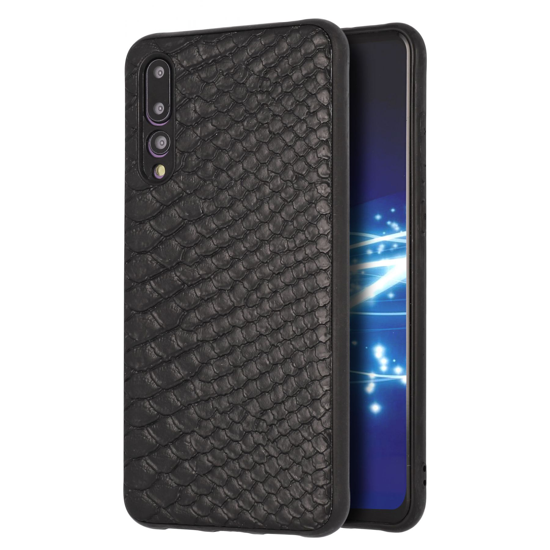 Coque croco noir pour Huawei P20 pro