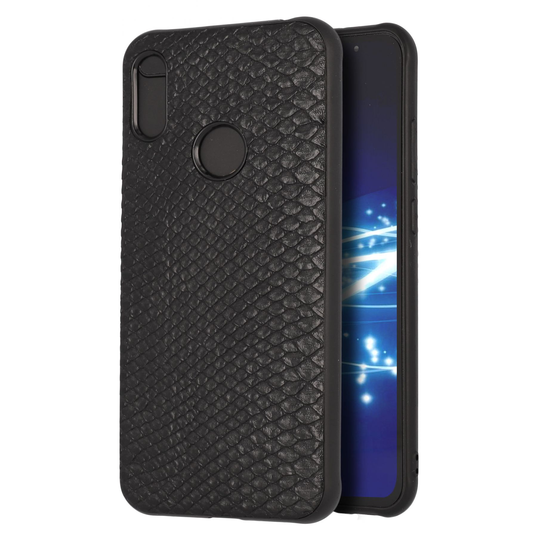 Coque croco noir pour Huawei Y6 2019