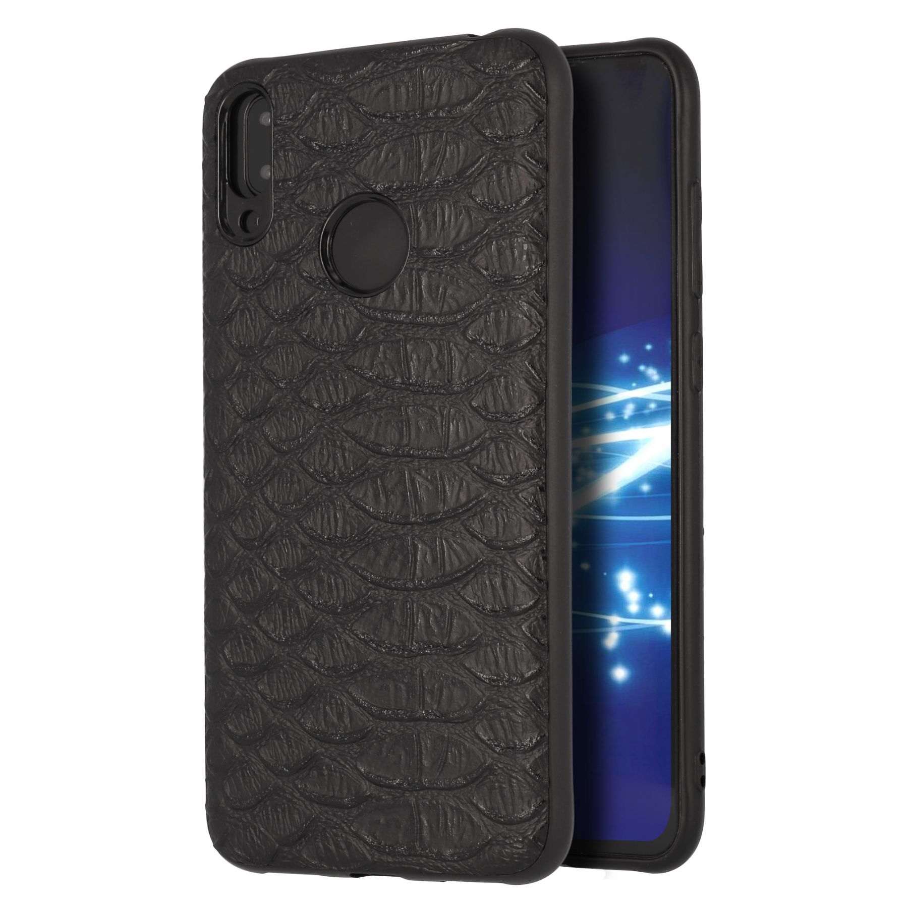 Coque croco noir pour Huawei Y7 2019