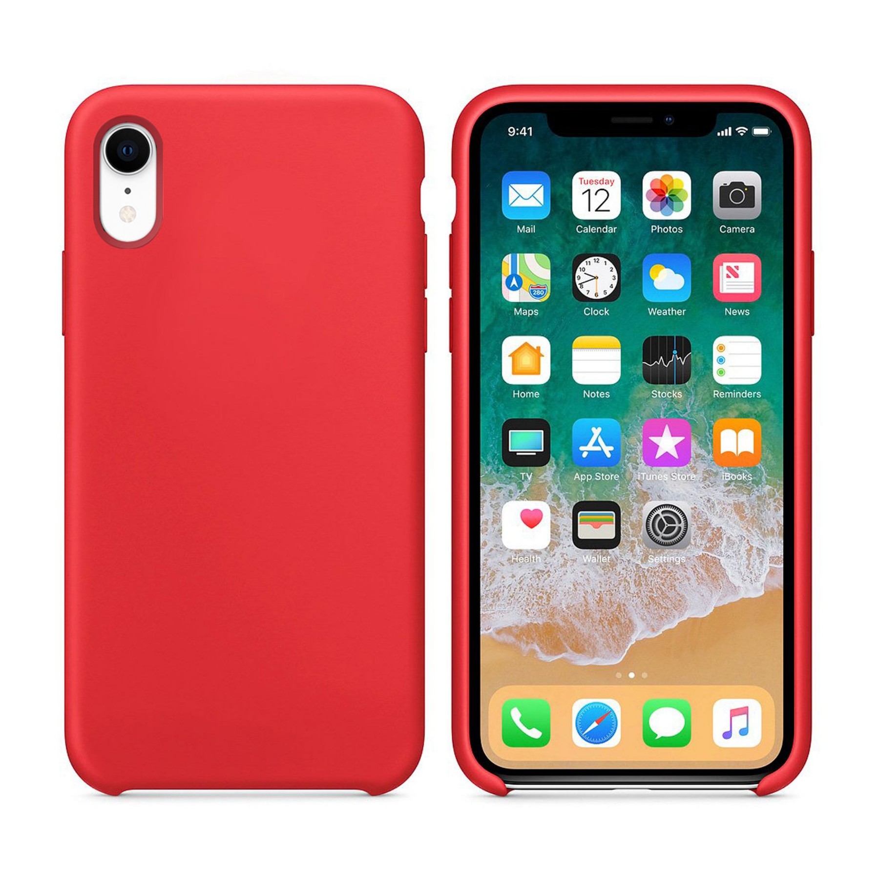 Coque iPhone XR Magnifique 09 Red Luxe Original Silicone Officielle LOGO étui iPhone 5SE 8Plus Étui Liquide Apple iPhone Max pro