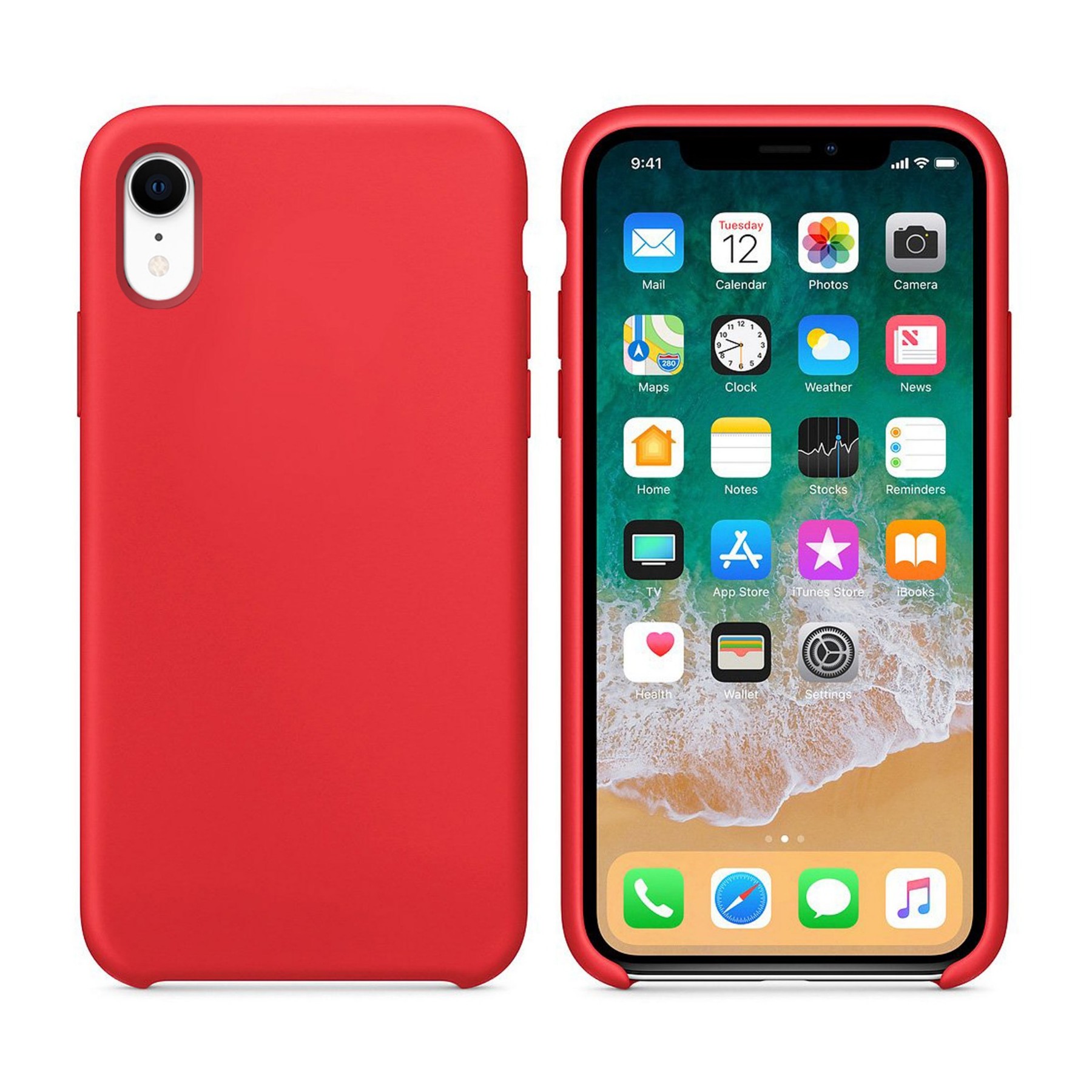 Pack coque silicone + film de protection iPhone XR