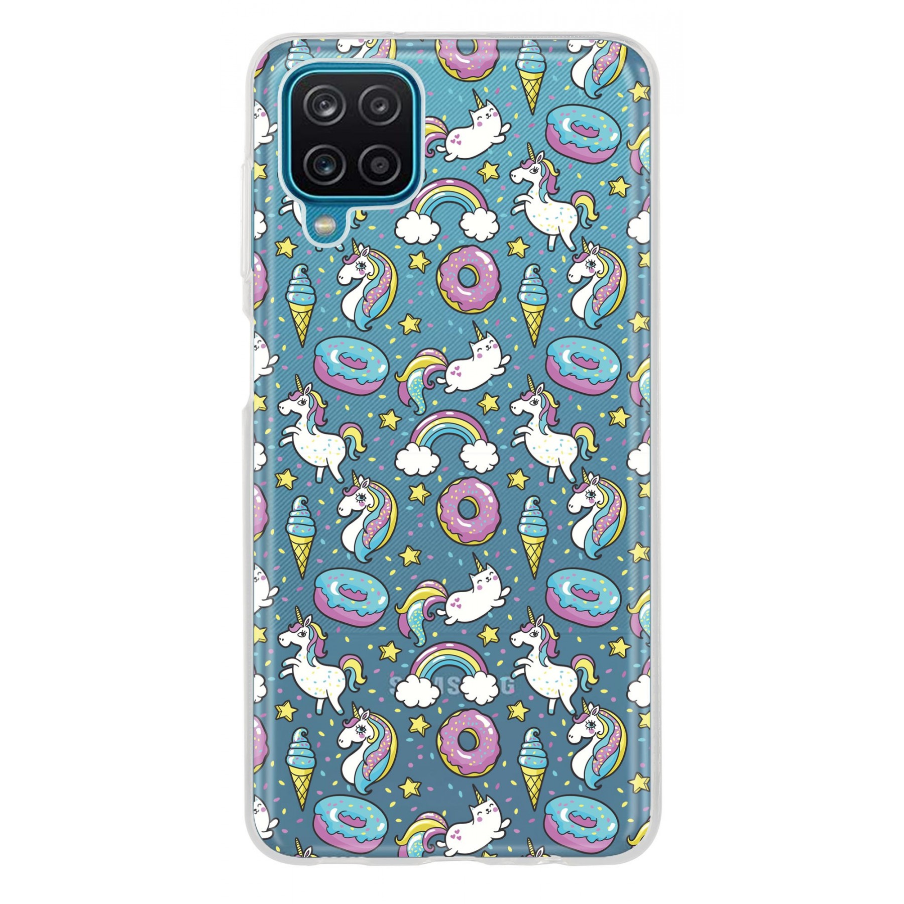 ١١٢ Coque licorne chat donuts pour Samsung A12